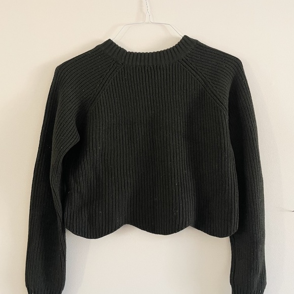 Aritzia Wilfred Sardou Knitted Cropped Sweater in Forest Green - Size Small - Picture 3 of 3